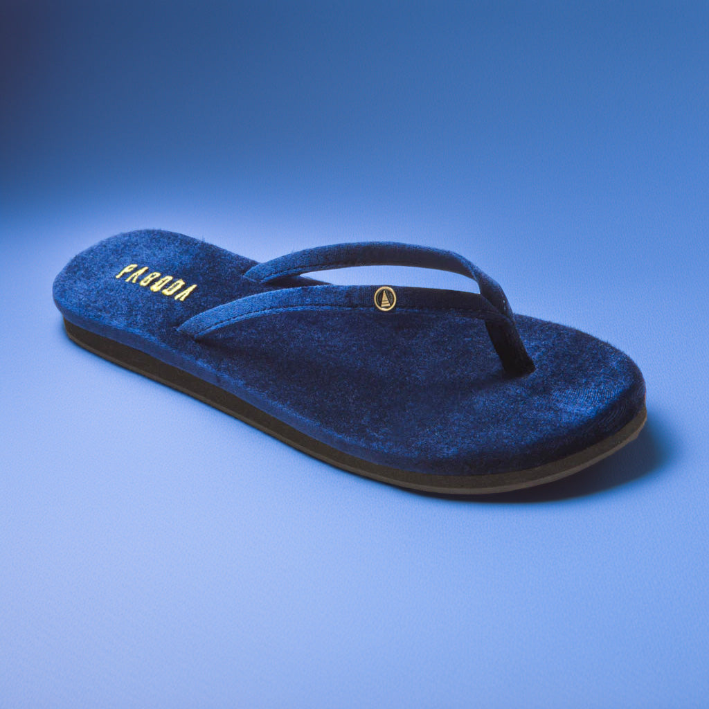 Bagan Blue Women’s Velvet Flip Flops