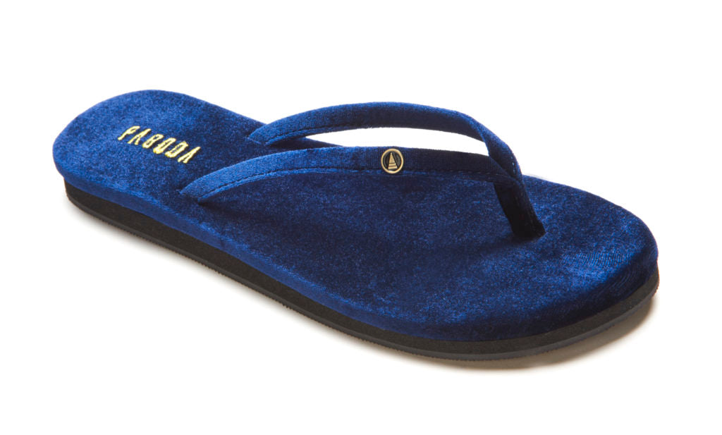 Bagan Blue Women’s Velvet Flip Flops